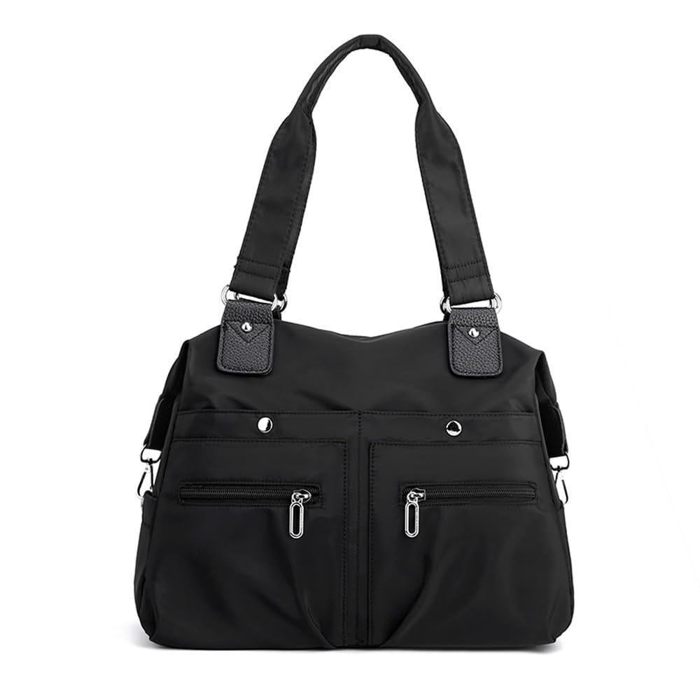 Tote Bag Multi Pocket Water Resistant Nylon Handbag Purse Casual -_-